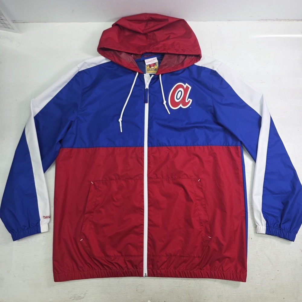 MLB Atlanta‎ Braves Mitchell & Ness Cooperstown Windbreaker Jacket Men's 3XL EUC